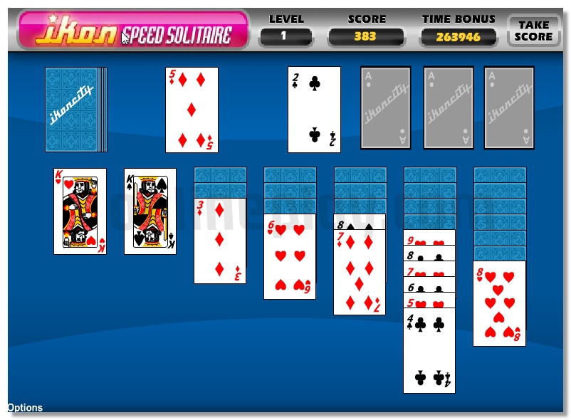 Speed Solitaire time trial cards game logical puzzle image play free
