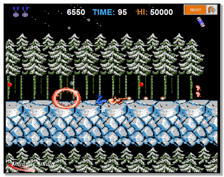Contra Snowfield Battle winter retro fan game shooter image play free