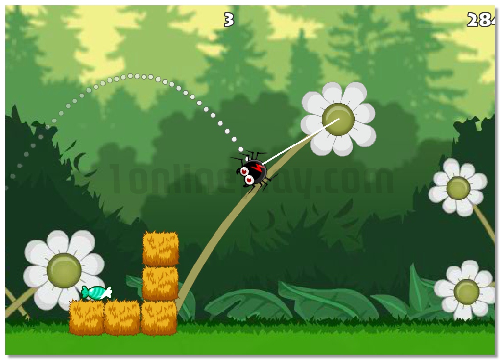 Gluttonous spider collect candy in the forest ballistic game image play free