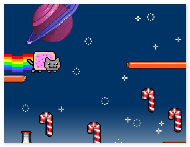Nyan Cat Lost in Space funny arcade game about Internet meme Nyan Cat image play free