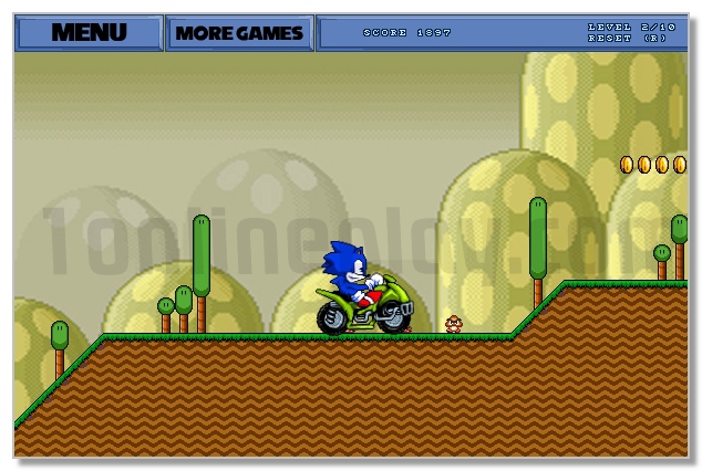 Super Sonic in Super Mario Land adventure moto racing game image play free